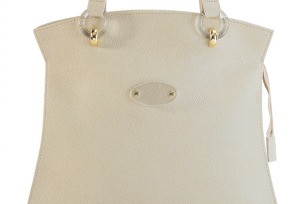 white leather purse