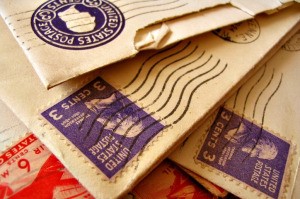 stamps on envelopes