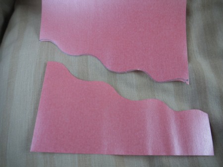 Greetings Card With Stickers - diagonally cut pink paper with wavy top