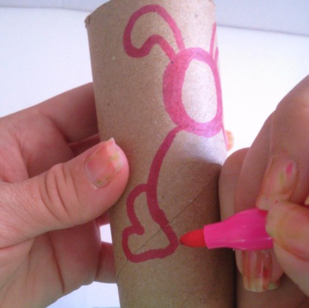 Toilet Paper Tube Easter Bunnies - drawing body and legs