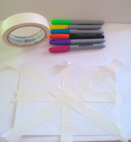 Birthday Card Envelope with Masking Tape Bow - add two horizontal stripes
