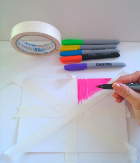 Birthday Card Envelope with Masking Tape Bow - begin coloring