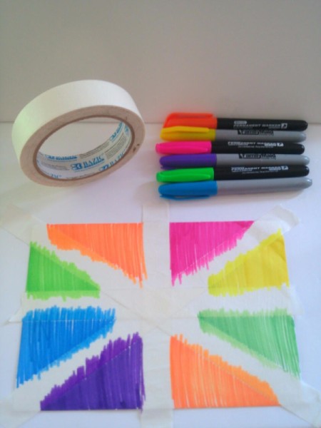 Birthday Card Envelope with Masking Tape Bow - coloring finished