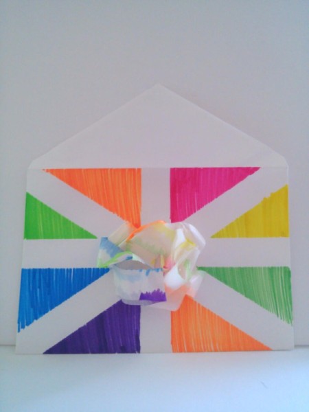 Birthday Card Envelope with Masking Tape Bow - finished envelope