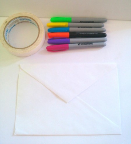 Birthday Card Envelope with Masking Tape Bow - supplies
