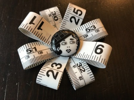 Tape Measure Flower Brooch