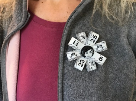 Tape Measure Flower Brooch