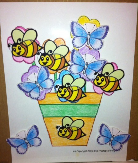 Spring Flowers Fine Motor Coloring and Velcro Activity - child can now create scenes as they like