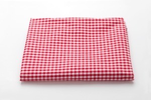 red and white tablecloth