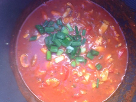 added green onion to pasta sauce