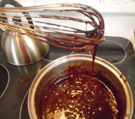 whisking chocolate