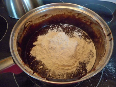 flour added to chocolate
