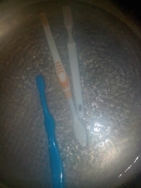 Toothbrush Bracelet - brushes in a pot of boiling water