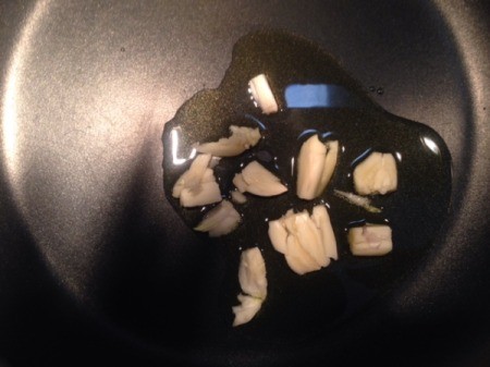 garlic in oil in pan