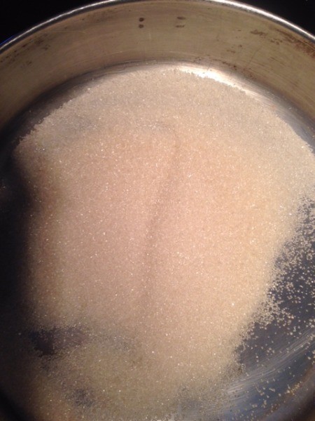 sugar in pan
