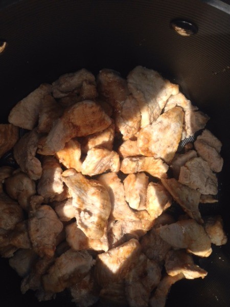 cooked pork pieces plate