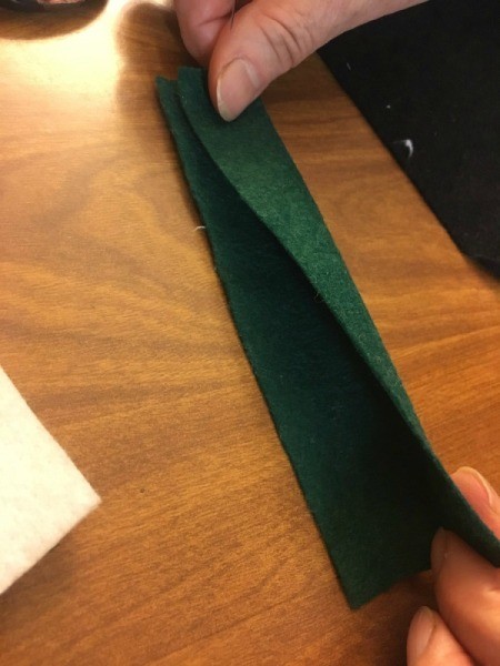 Sushi Plush Toy - fold the green felt in half lengthwise and sew up long side and one end