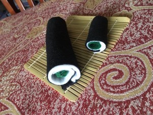 Sushi Plush Toy - two sushi rolls on mat