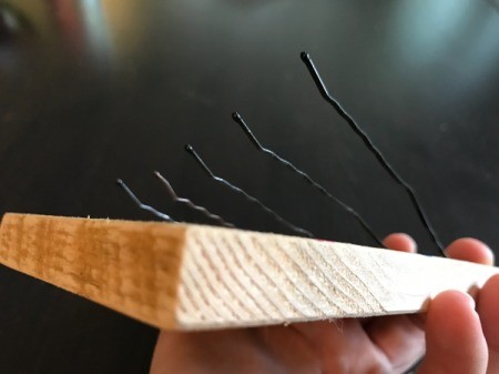 Bobby Pin Thumb Piano - view from the edge and up