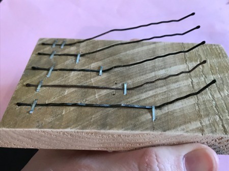 Bobby Pin Thumb Piano - bend pins up at the staple