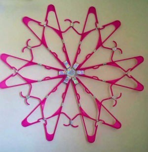 Clothes Hangers Wall Decoration - bright pink plastic hanger wall decoration