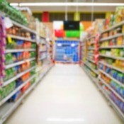 An aisle at a grocery store.