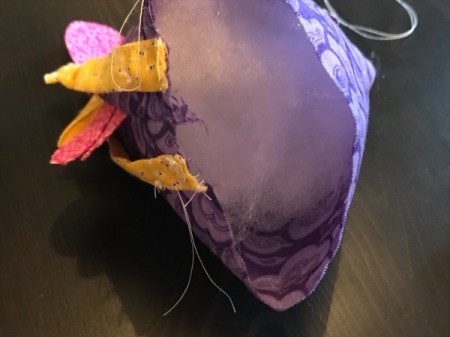 Fabric Chicken Doorstop - add stuffing