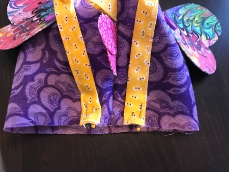 Fabric Chicken Doorstop -pin legs in place as shown in photo
