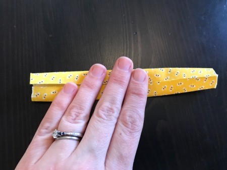 Fabric Chicken Doorstop - fold sides into to center and fold in half along the center line