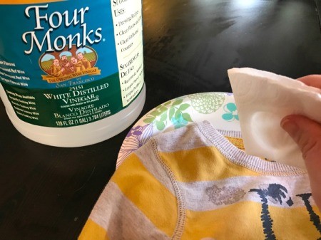 White Vinegar for Removing Sticker Residue from Clothing - supplies