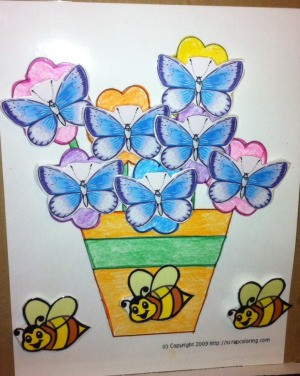 Spring Flowers Fine Motor Coloring and Velcro Activity - activity in use