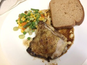 Balsamic Chicken on plate with bread and veggies