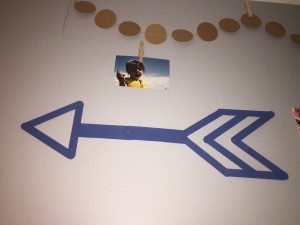 Popsicle Stick Wall Arrow - blue arrow on wall