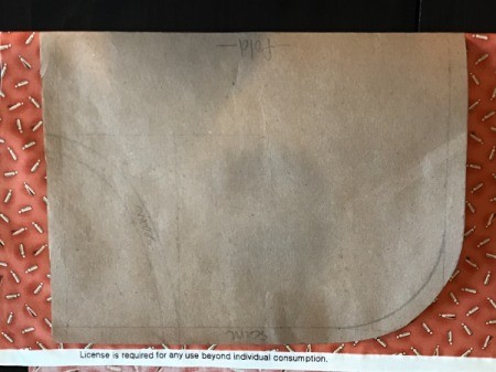 Clothespin Apron - pattern placed on the fold of the apron fabric