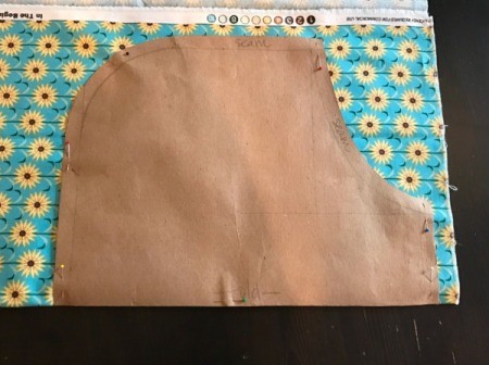 Clothespin Apron - pouch pattern pinned to flowered fabric