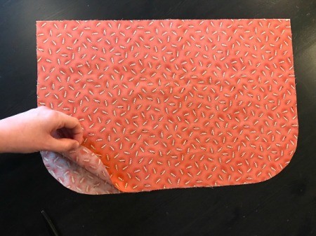 Clothespin Apron - place the two apron fabric pieces together with wrong sides facing