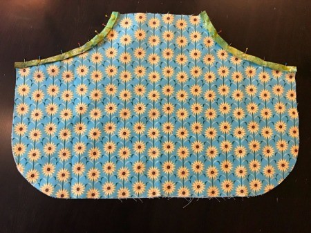 Clothespin Apron - binging pinned in place on both pocket edges