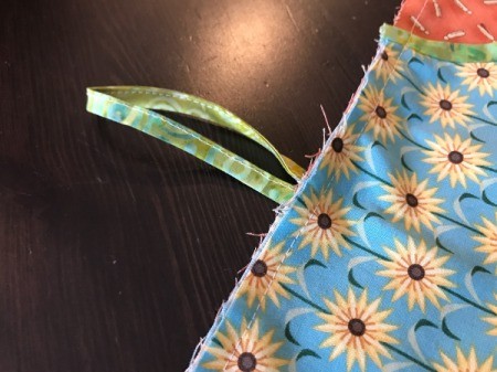 Clothespin Apron - loop sticking up after machine basting of apron top