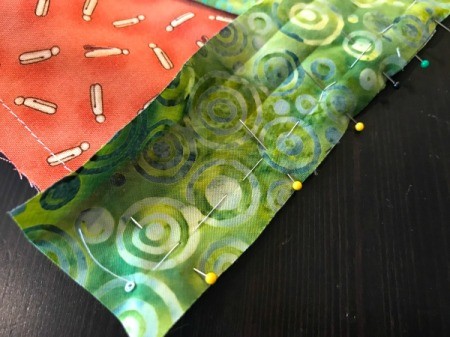 Clothespin Apron - bias binding basted on