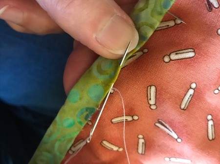 Clothespin Apron - blind stitch in place