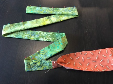 Clothespin Apron - pin the ties together right sides facing