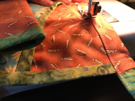 Clothespin Apron - continue topstitching to also include attaching the waistband