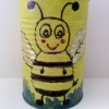 Recycled Bumblebee Can - yellow painted can with bumblebee motif