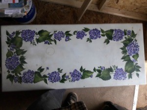 Value of Vintage Mersman Coffee Table - white table with painted flowers and leaves