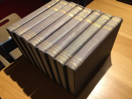 Value of 1936 Blue Book of Knowledge - volumes standing on page edge