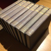 Value of 1936 Blue Book of Knowledge - volumes standing on page edge