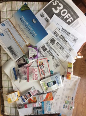 Coupons and samples from writing companies.