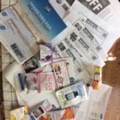 Coupons and samples from writing companies.