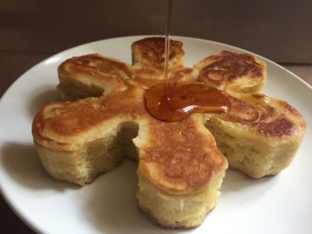 Japanese Style Puff Pancake on plate with syrup