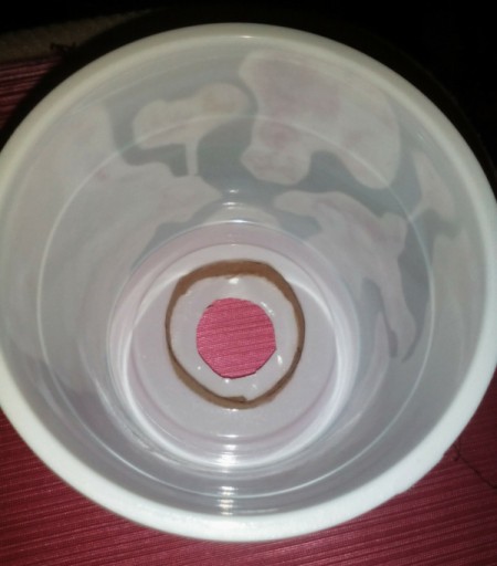 Recycled Noodle Cup Lamp - use heavy cardboard to make a ring larger than the candle and glue in place